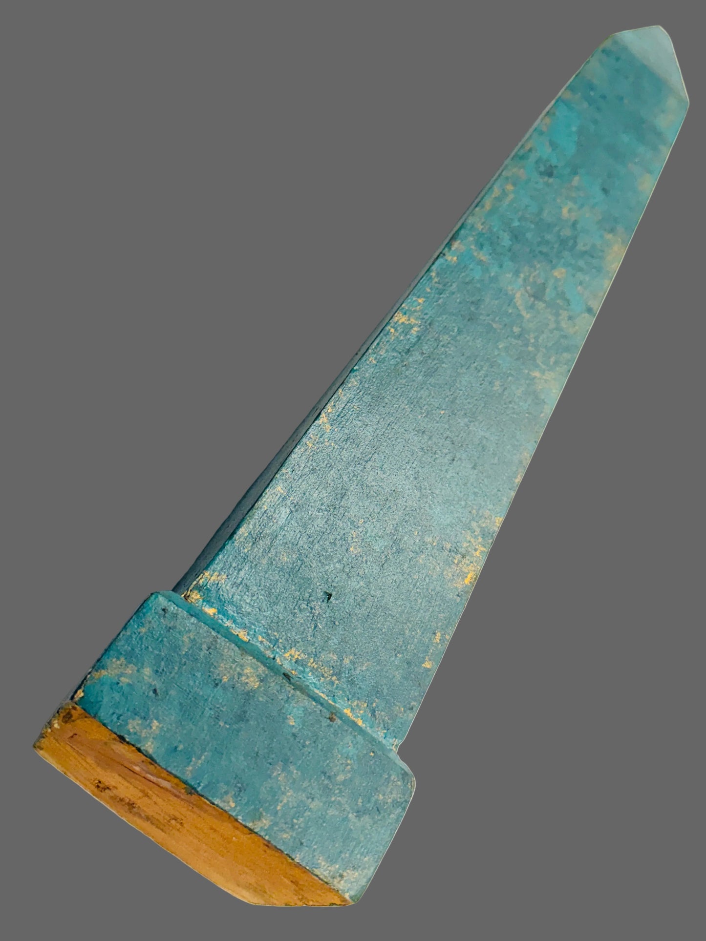 Folk Art Hand Painted Seafoam Carved Monumental Obelisk