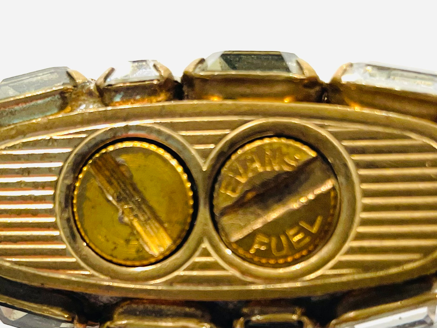 Evans Cabochon Mount Miniature Lighter French Glass Filigree Bronze Ashtray