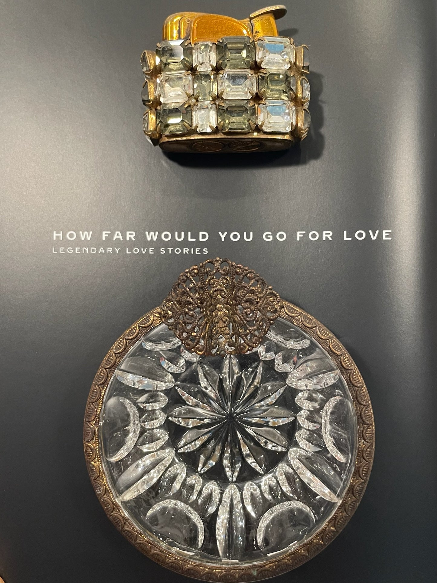 Evans Cabochon Mount Miniature Lighter French Glass Filigree Bronze Ashtray