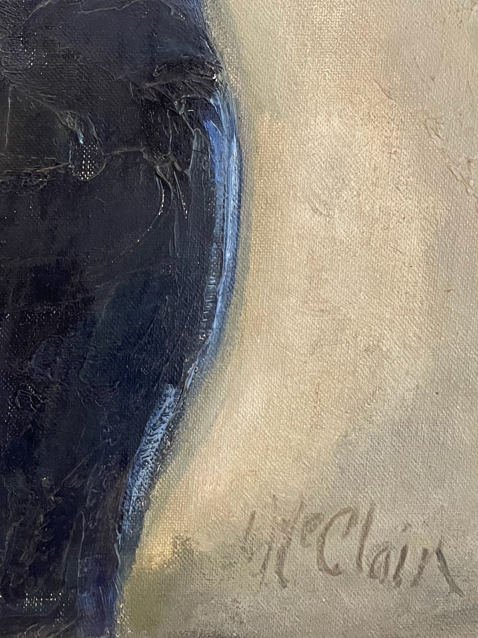 Helen McClain Ojai California Still Life Calla Lily In Blue Pot Oil On Canvas Panel