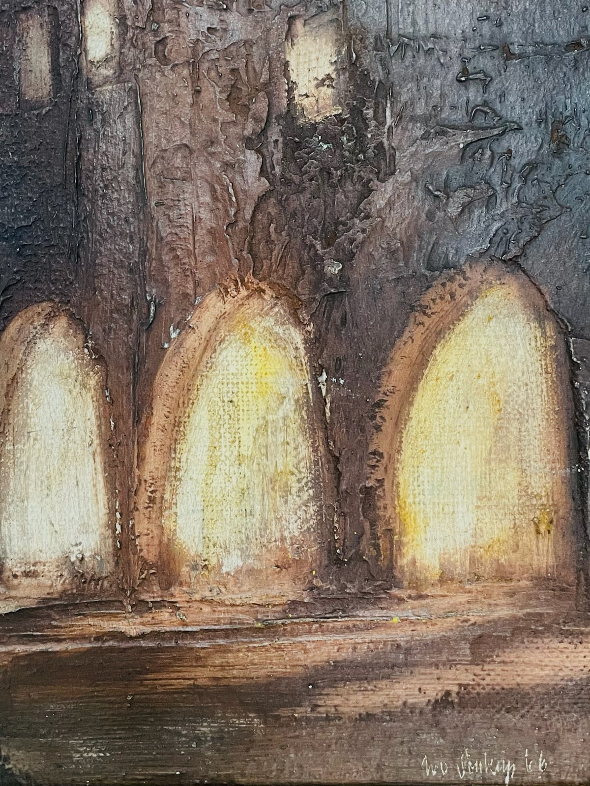 Artistic depiction of a stone archway with a warm glow Signed Ivo Soukup 66
