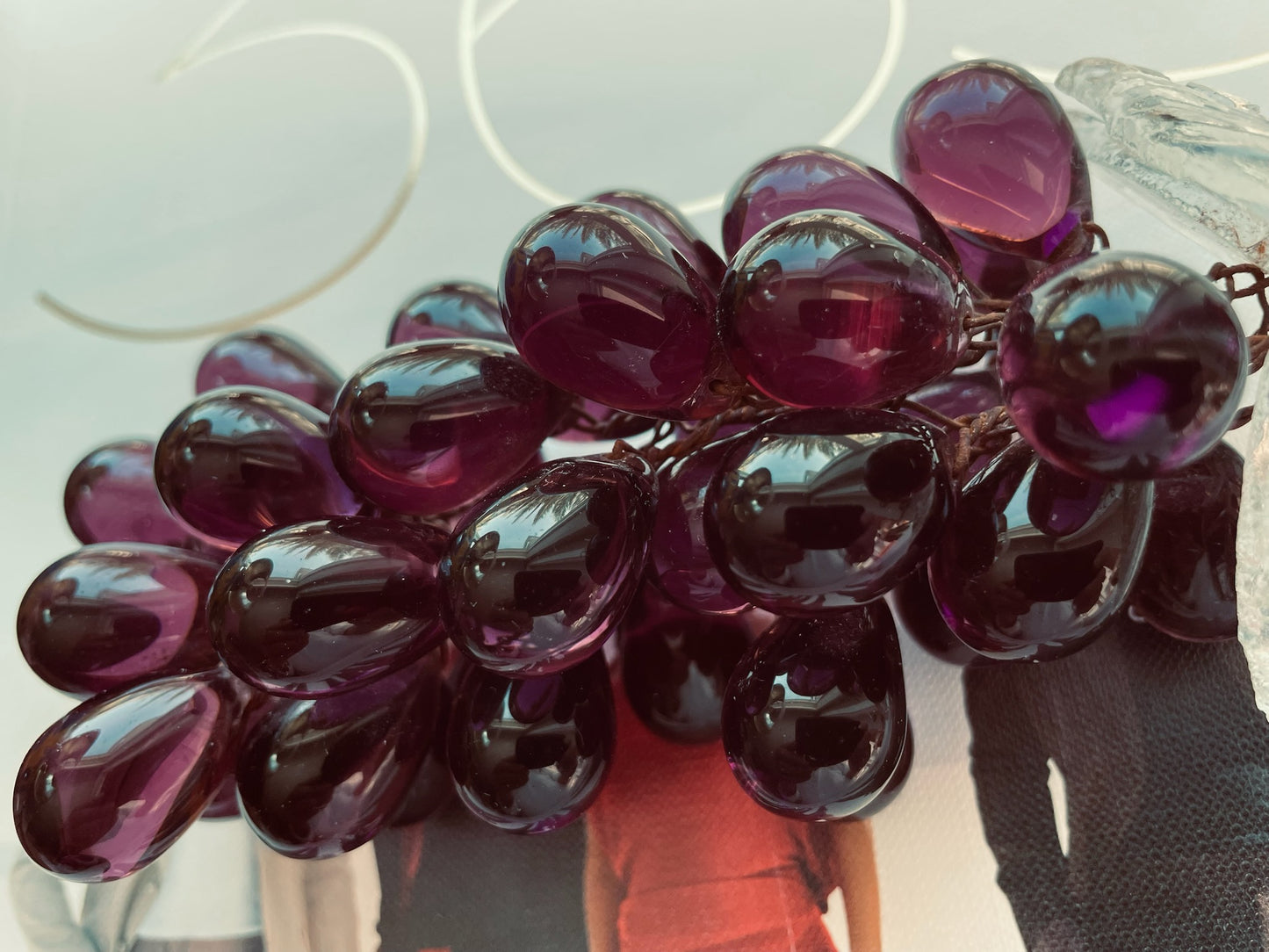 Grape Cluster Mid Century Modern Amethyst Glass Art