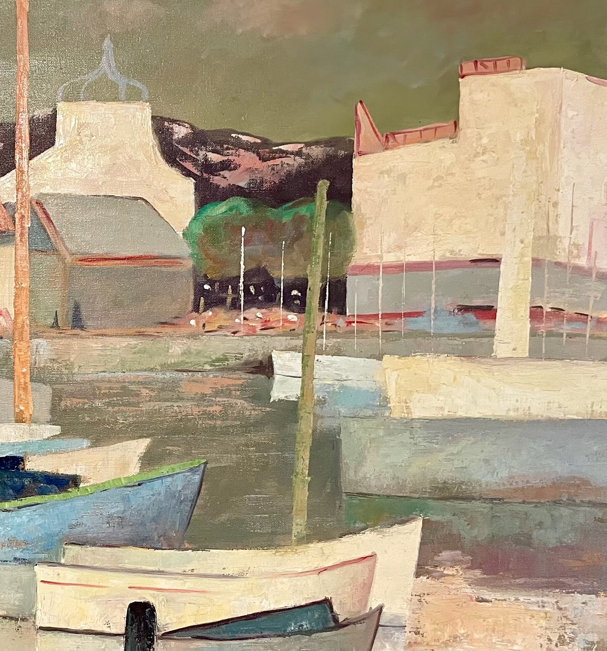 Pierre Palue French Marine Fishing Boats Signed Oil On Canvas