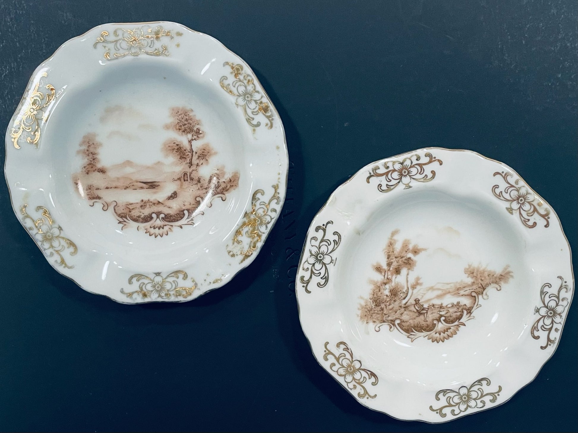 Wsinterling Bavaria Germany Pair of Pictorial Ashtrays