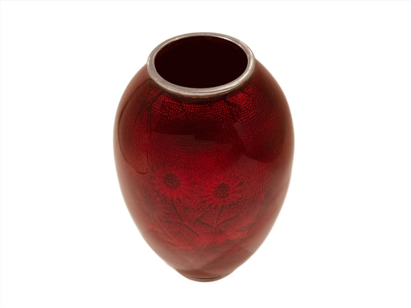 A Pigeon Blood Ginabari Akasuke Style Vase Made In Japan 