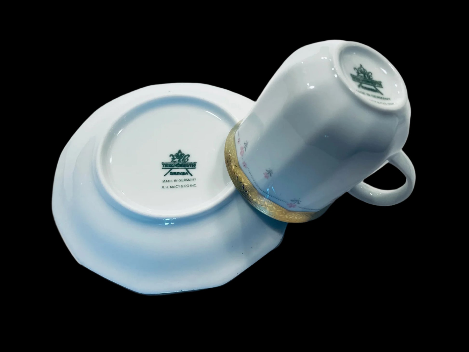Tirschenreuth Bavaria Porcelain Coffee Cup With Saucer Made in Germany