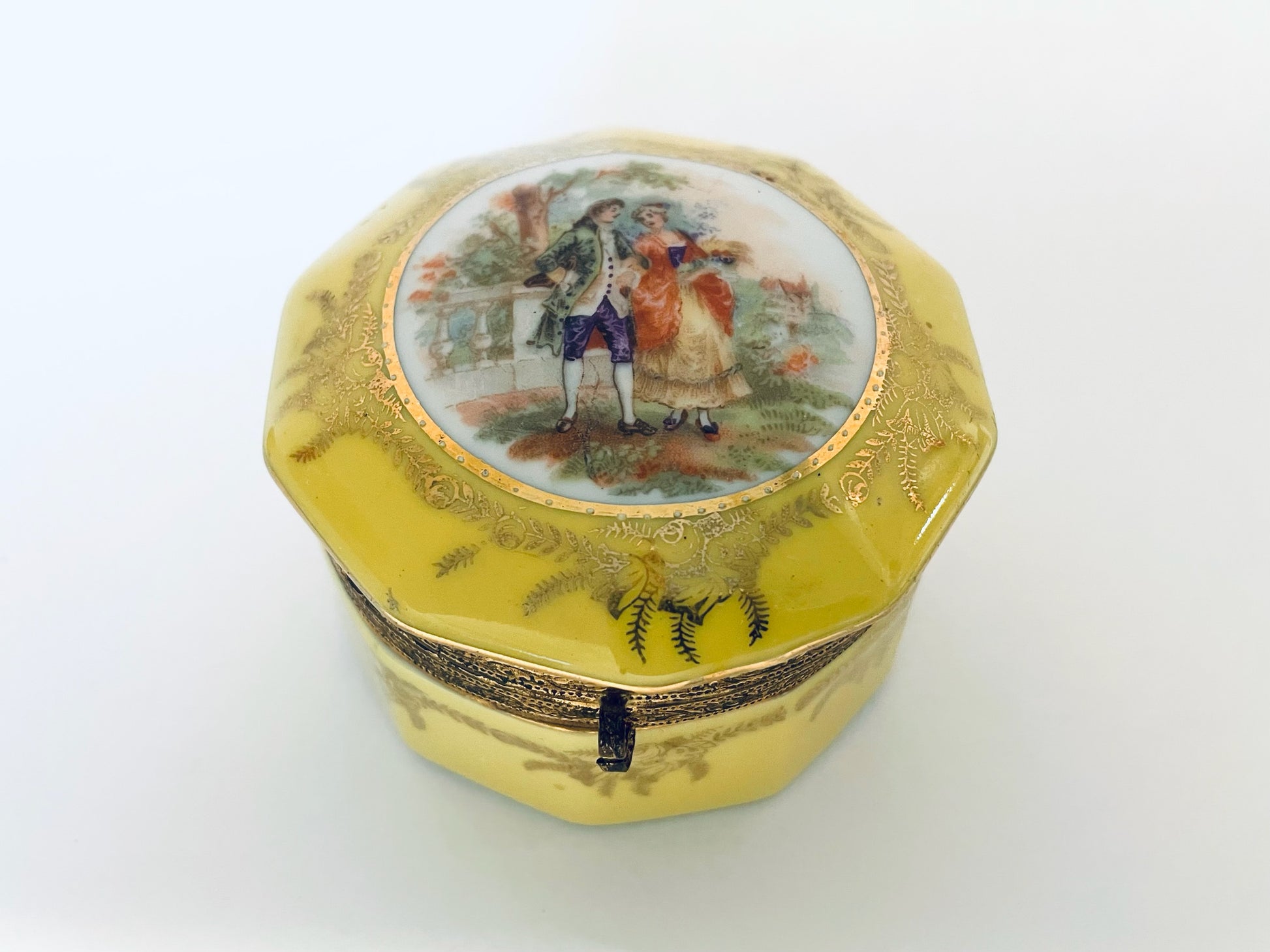 Sico House For Novelties Yellow Romantic Germany Porcelain Box
