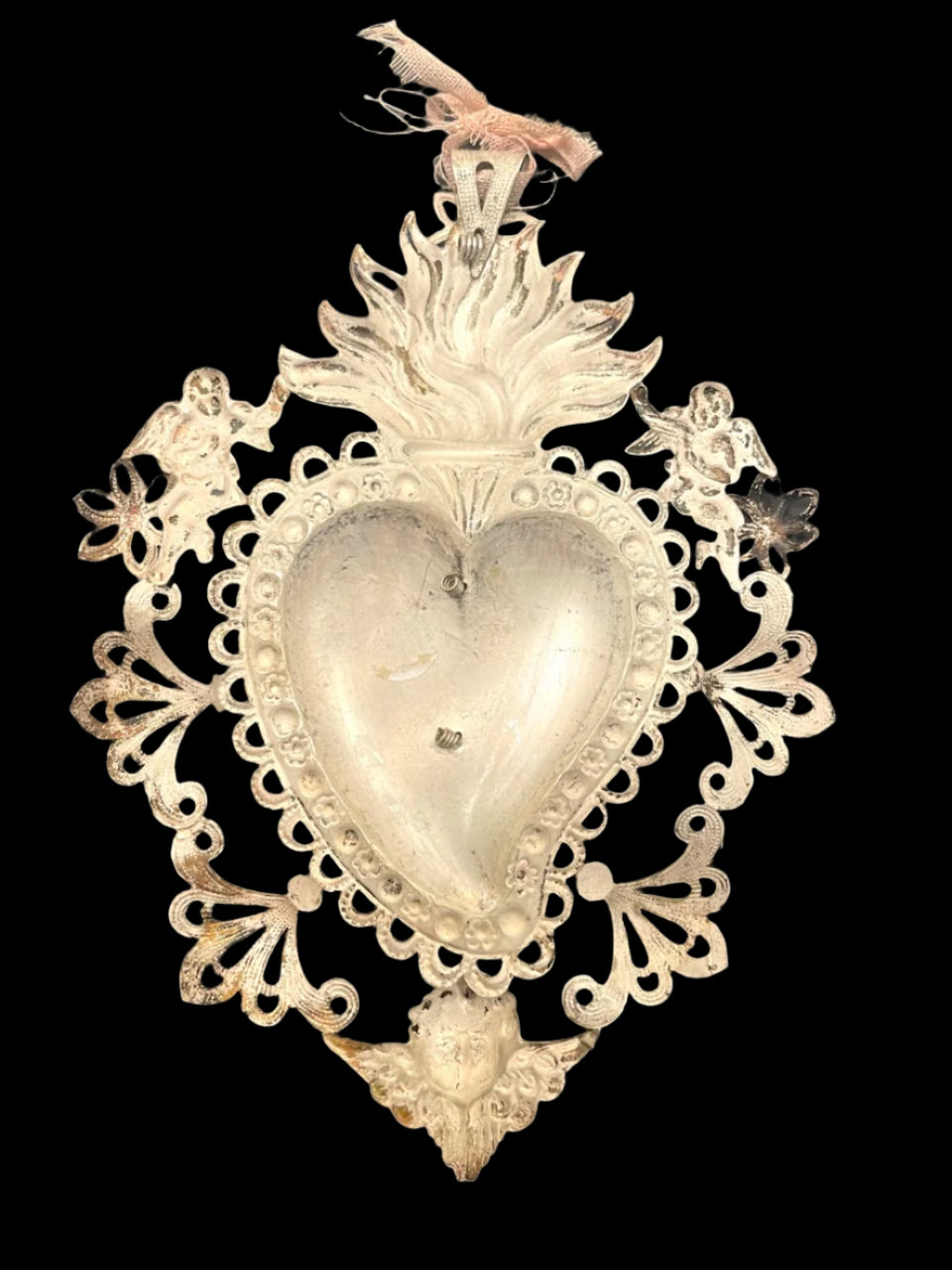 イタリア製 ♧ 喉元のEx-voto A Silver Antique Ex Voto Angelic Sacred Heart Florence Italy