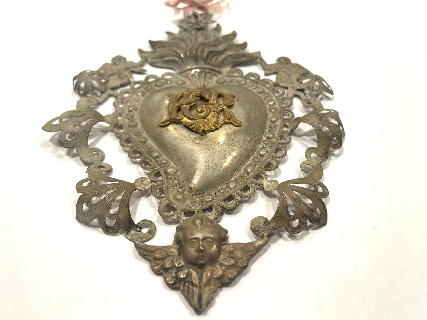 A Silver Antique Ex Voto Angelic Sacred Heart Florence Italy