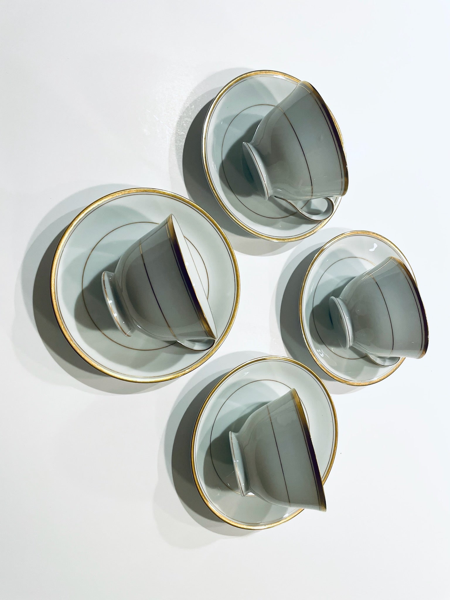 Noritake Japan Goldlane China Set Four Tea Coffee Cups With Sausers