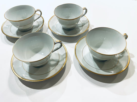 Noritake Japan Goldlane China Set Four Tea Coffee Cups With Sausers