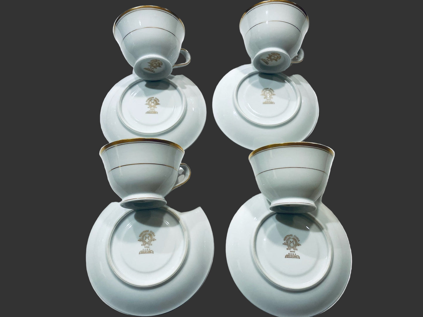 Noritake Japan Goldlane China Set Four Tea Coffee Cups With Sausers