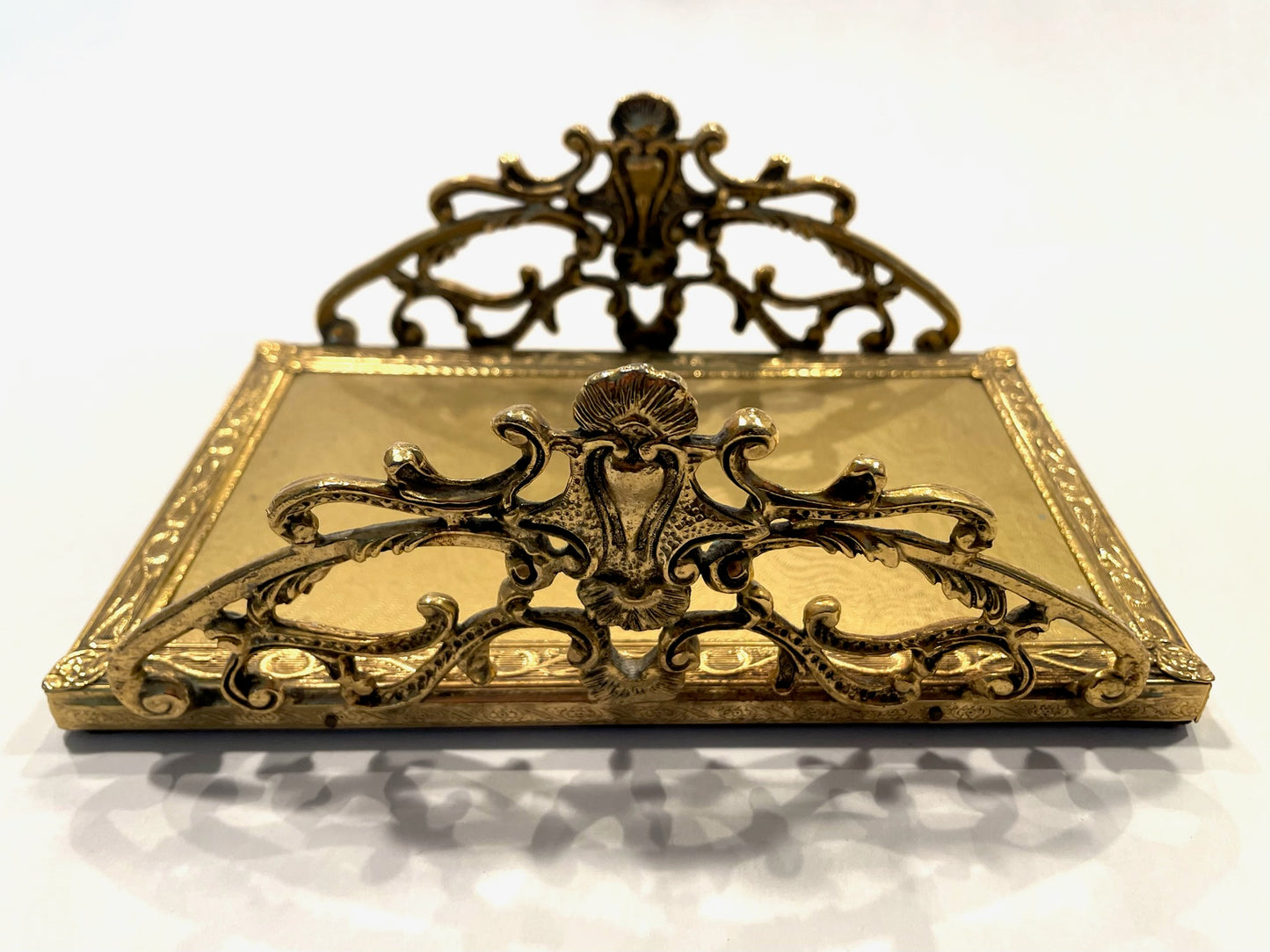 Mid Century Modern Filigree Brass Tray Table Decor