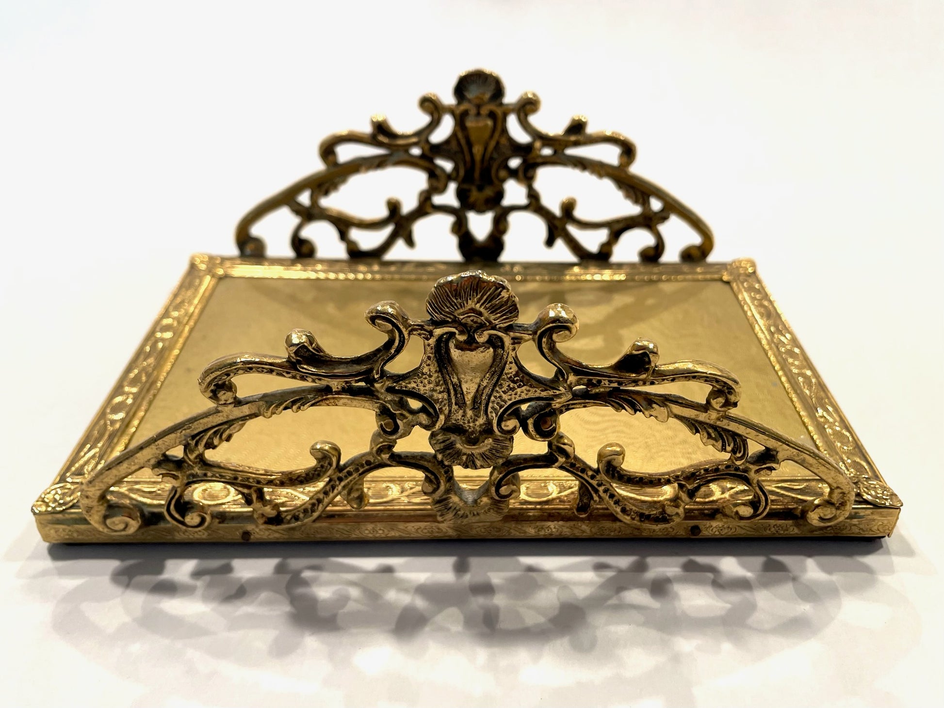 Mid Century Modern Filigree Brass Tray Table Decor