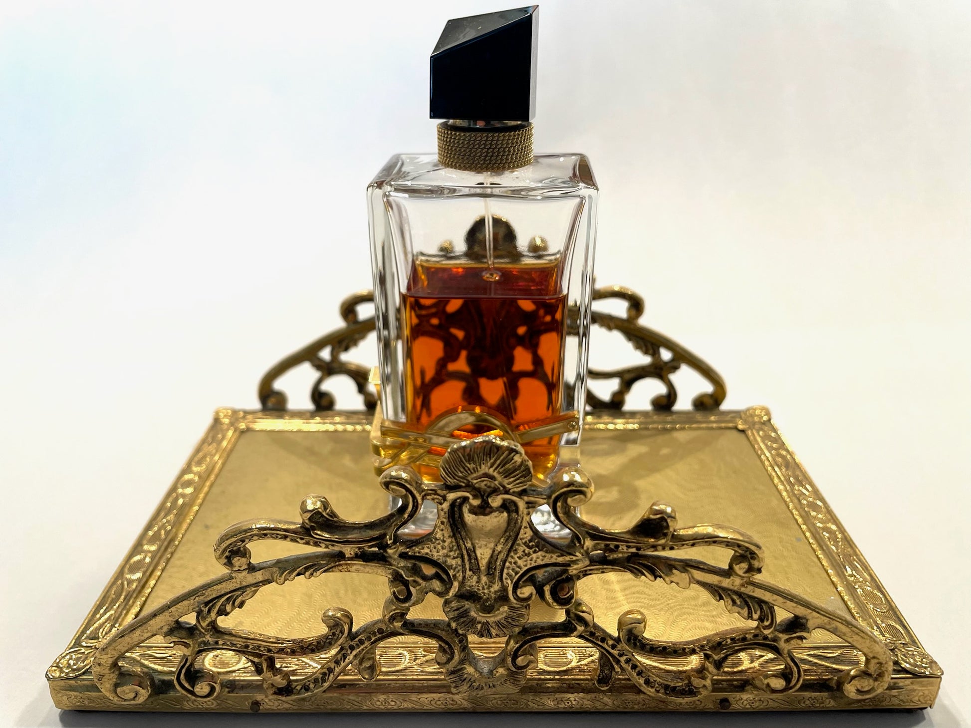 Mid Century Modern Filigree Brass Tray Table Decor