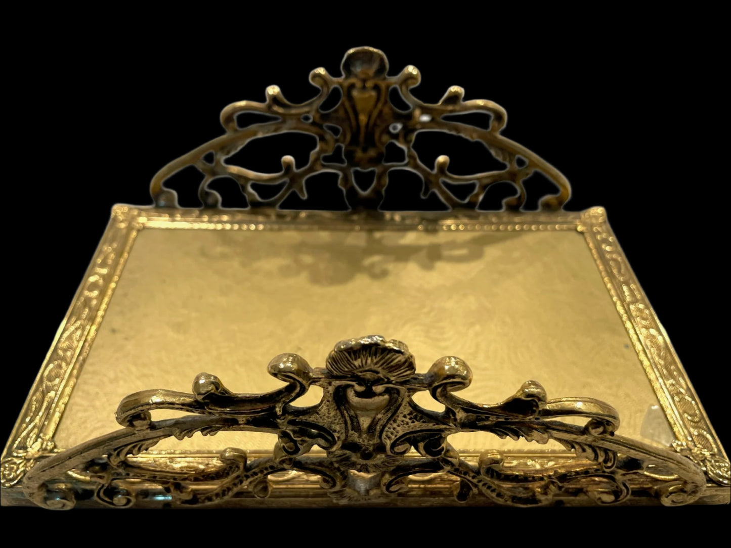 Mid Century Modern Filigree Brass Tray Table Decor