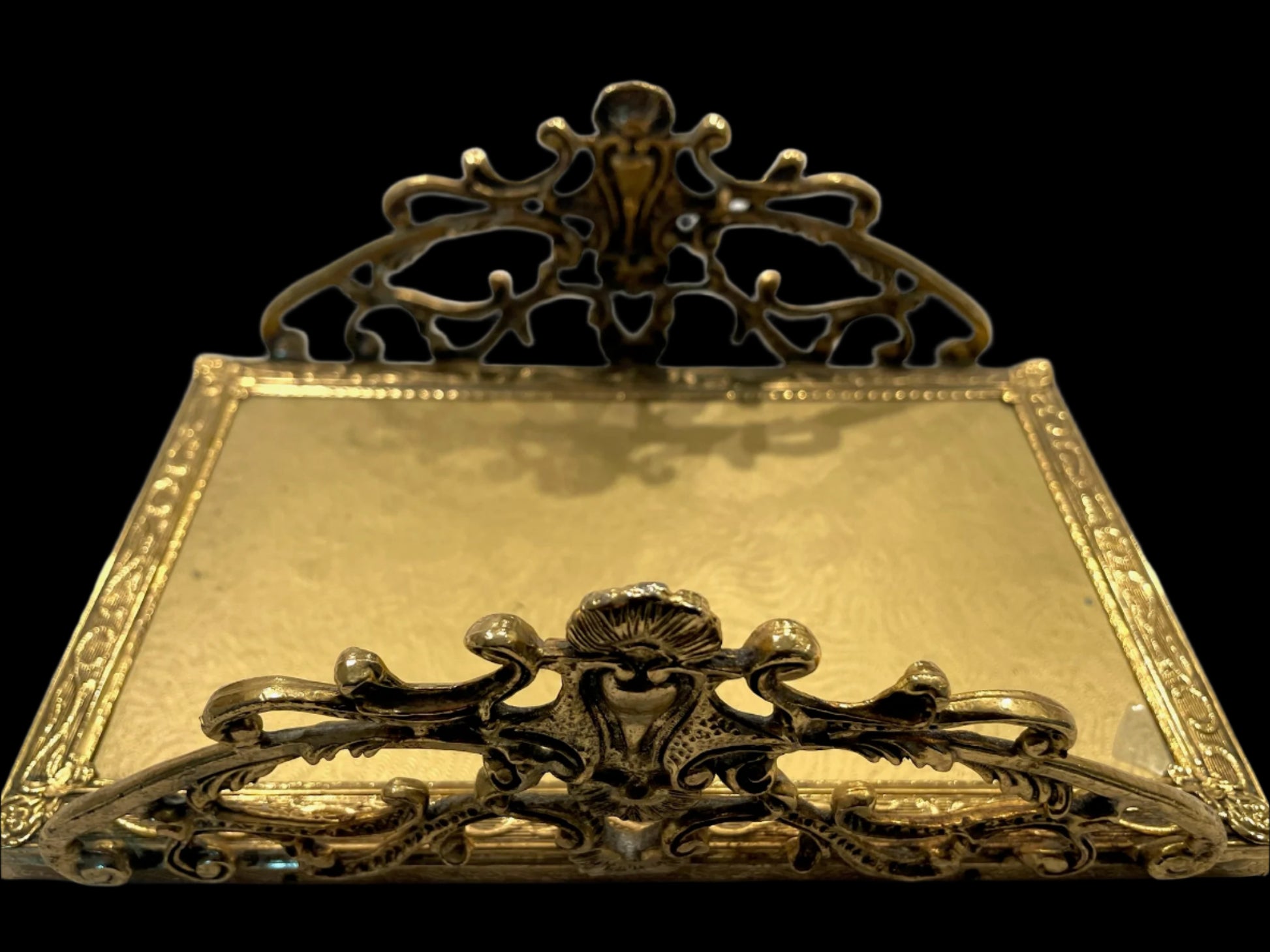 Mid Century Modern Filigree Brass Tray Table Decor