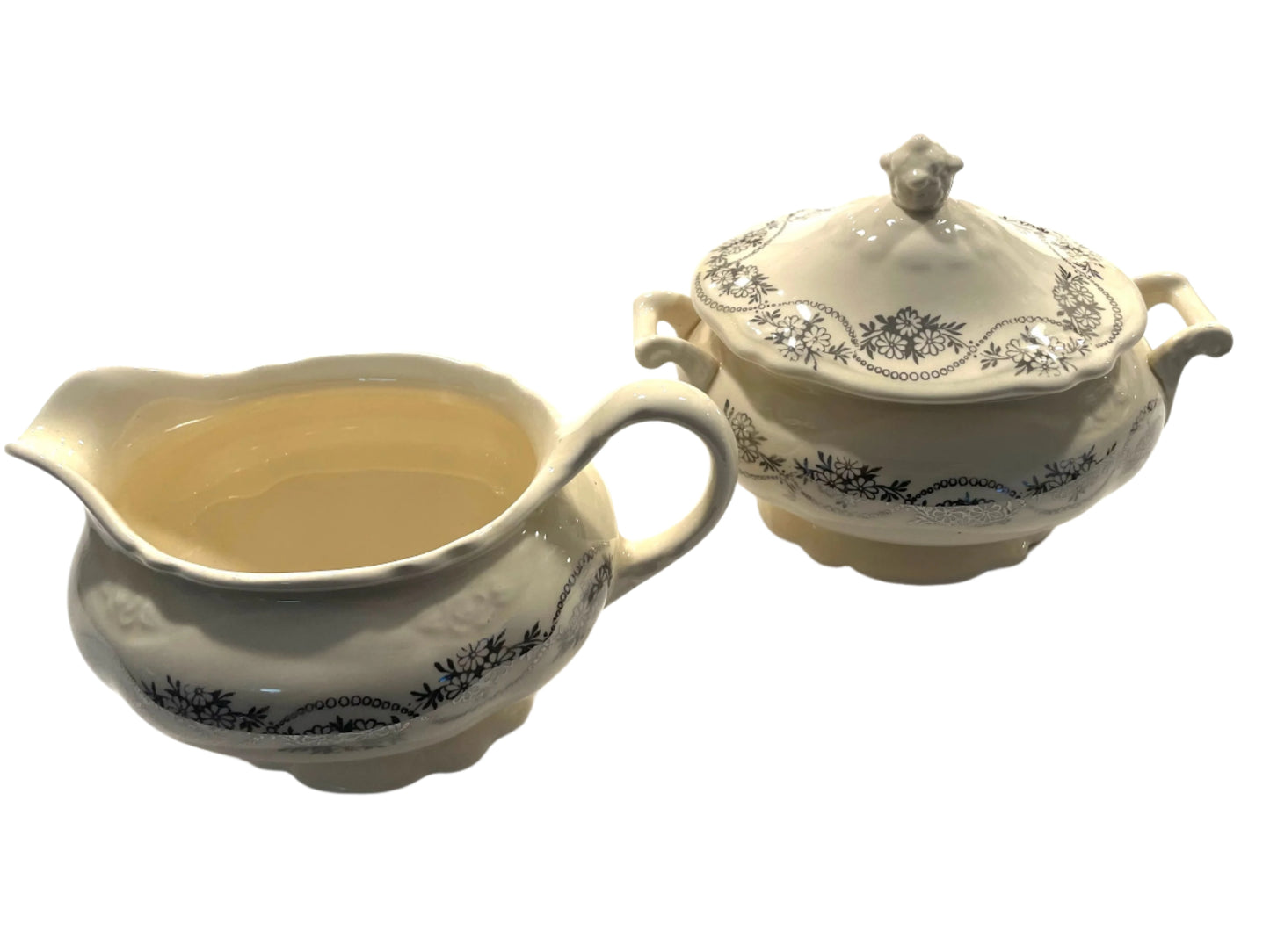 Homer Laughlin Virginia Rose Design Set of Creamer and Sugar Bowls