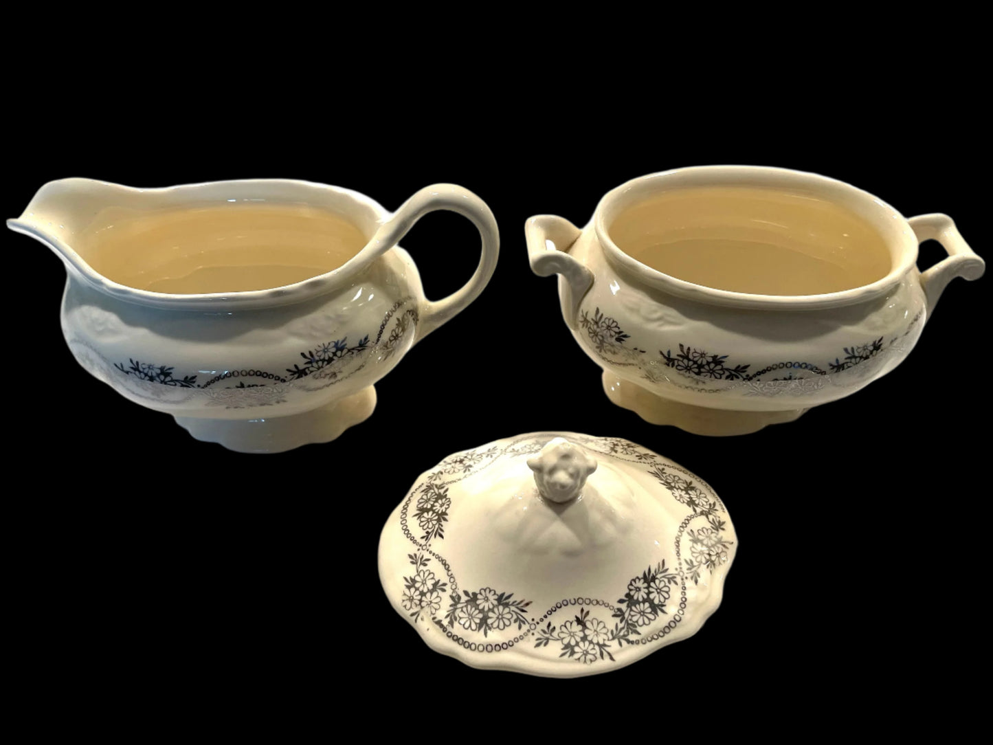 Homer Laughlin Virginia Rose Design Set of Creamer and Sugar Bowls