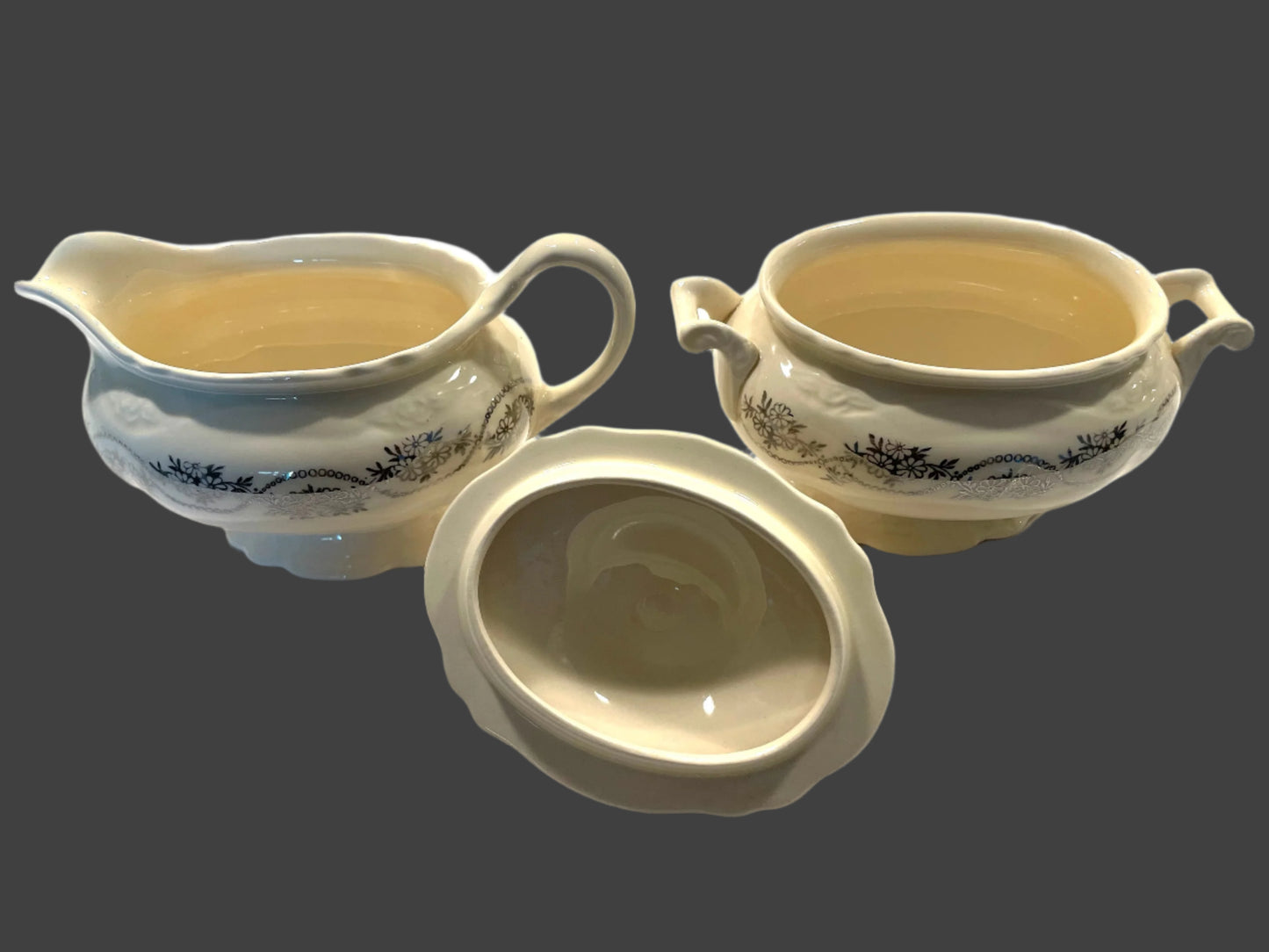 Homer Laughlin Virginia Rose Design Set of Creamer and Sugar Bowls