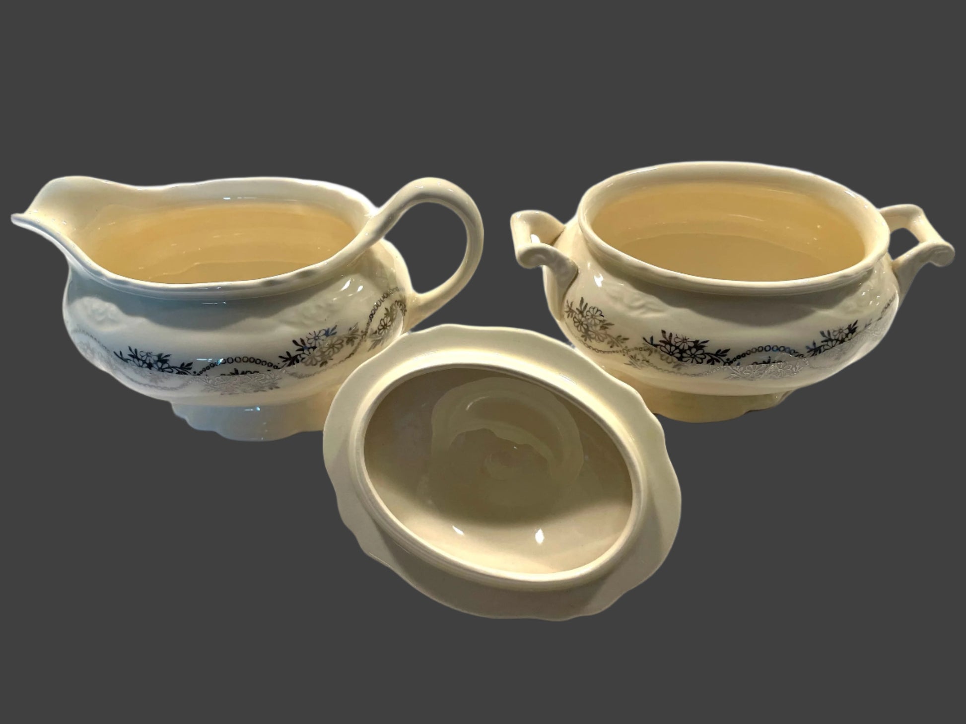 Homer Laughlin Virginia Rose Design Set of Creamer and Sugar Bowls