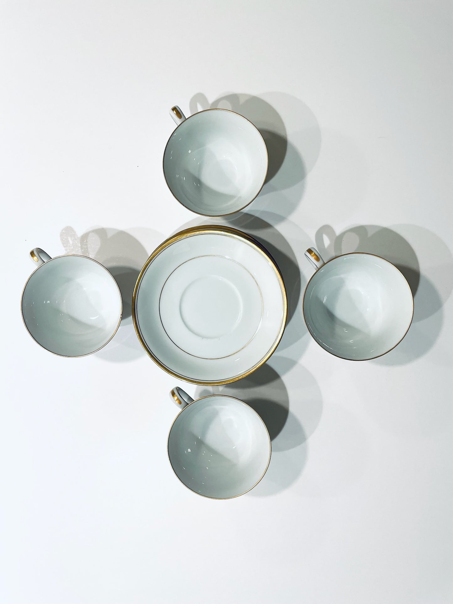 Noritake Japan Goldlane China Set Four Tea Coffee Cups With Sausers