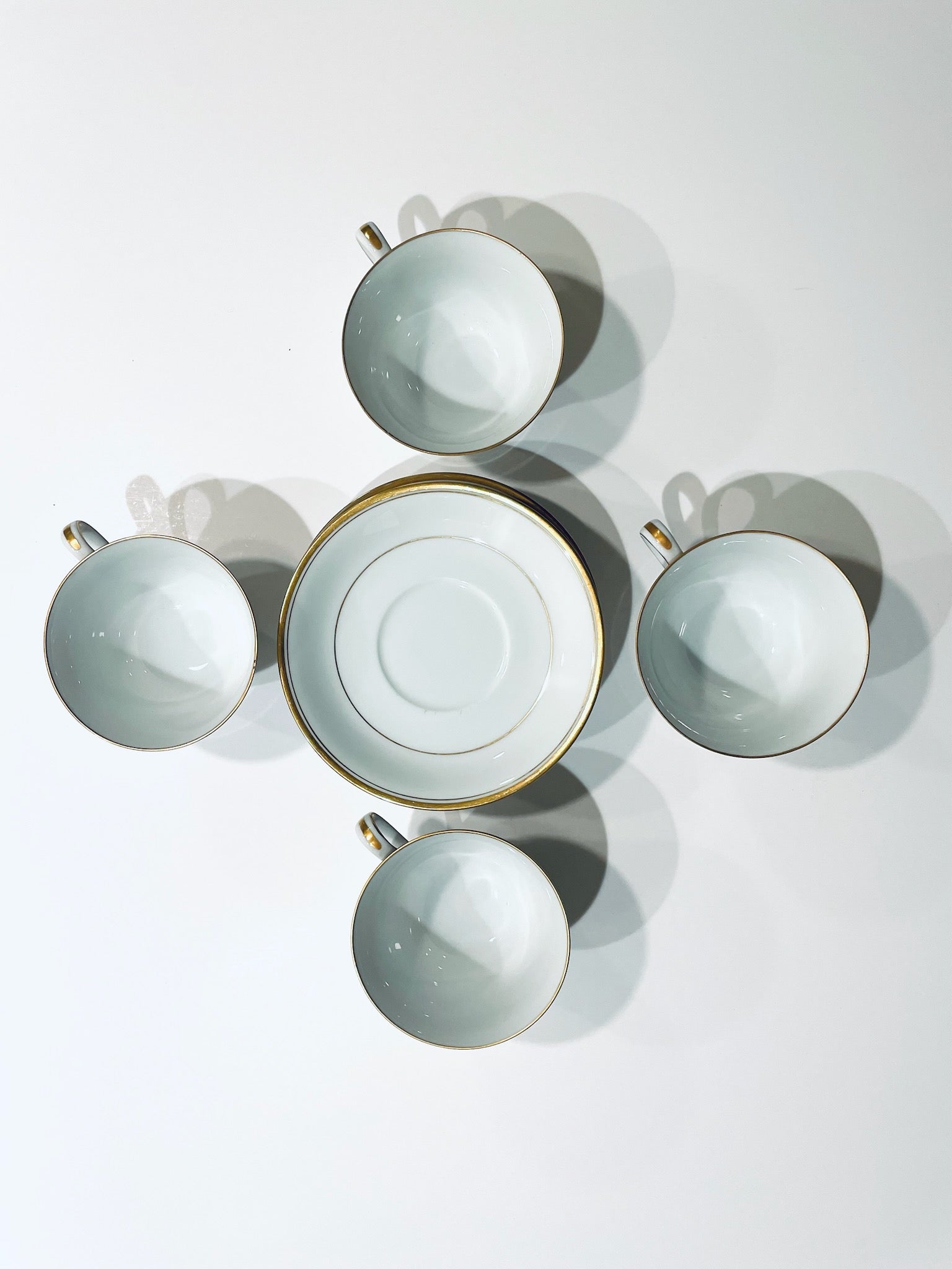 Noritake Japan Goldlane China Set Four Tea Coffee Cups With Sausers