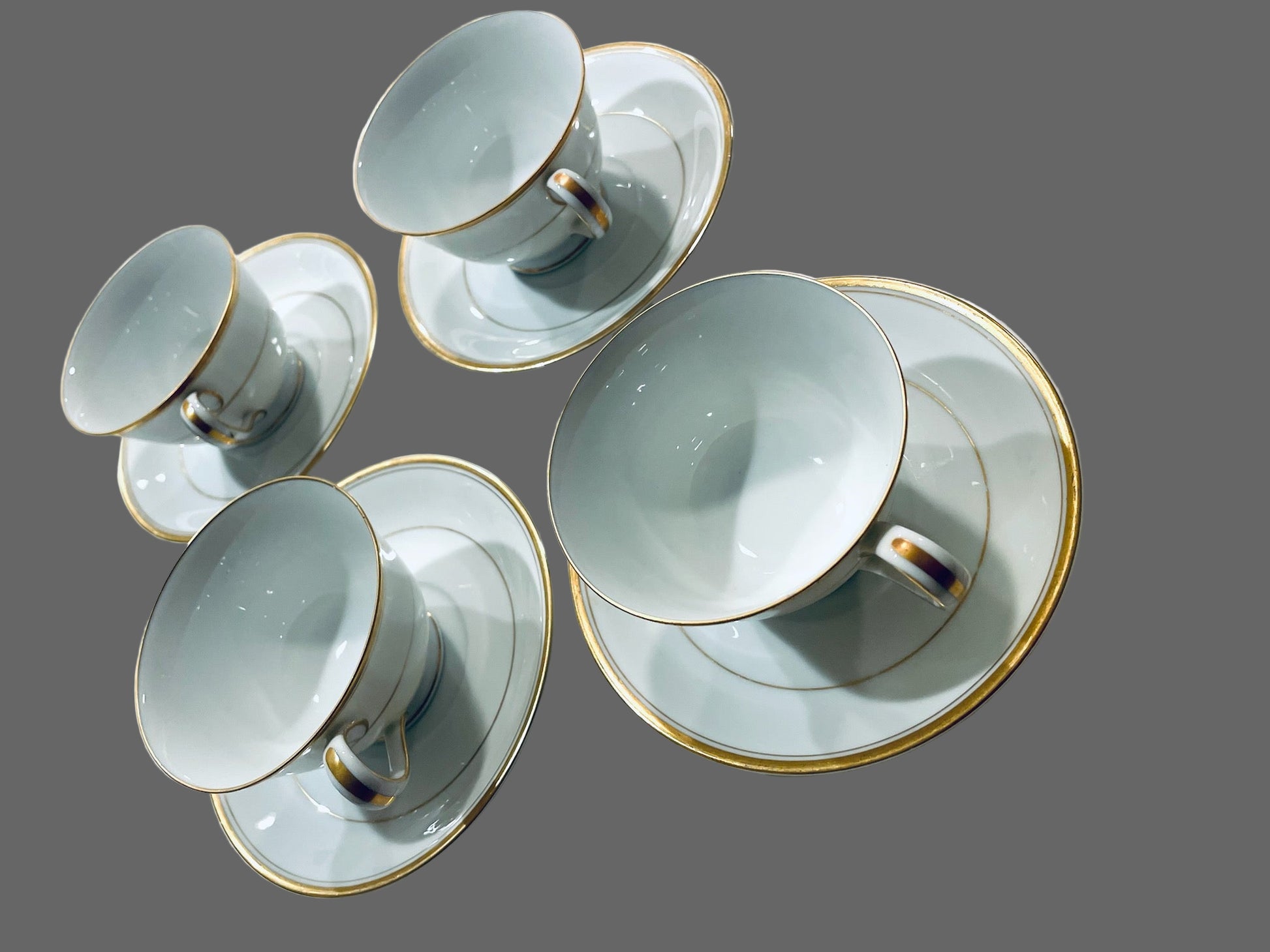 Noritake Japan Goldlane China Set Four Tea Coffee Cups With Sausers