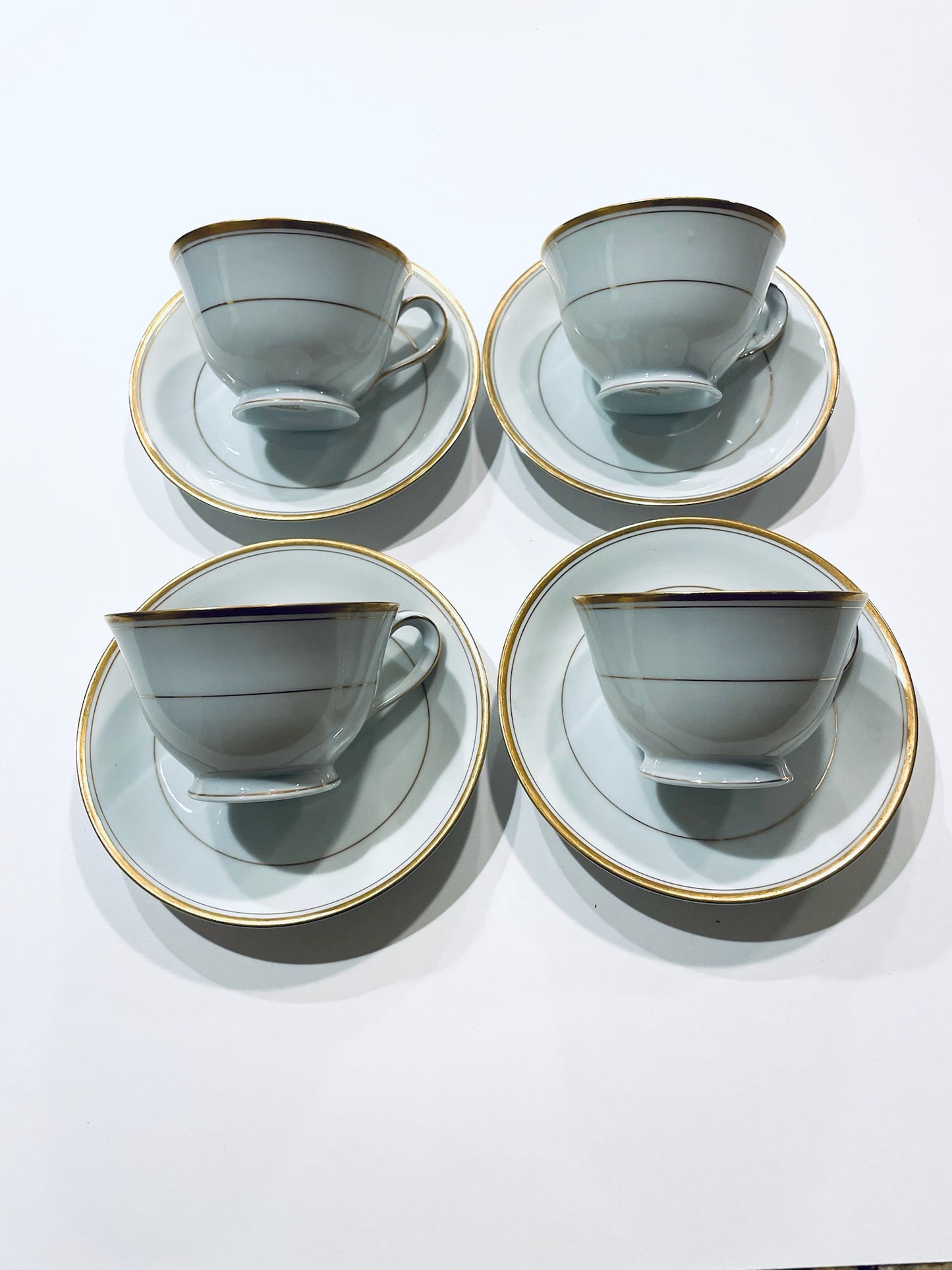 Noritake Japan Goldlane China Set Four Tea Coffee Cups With Sausers