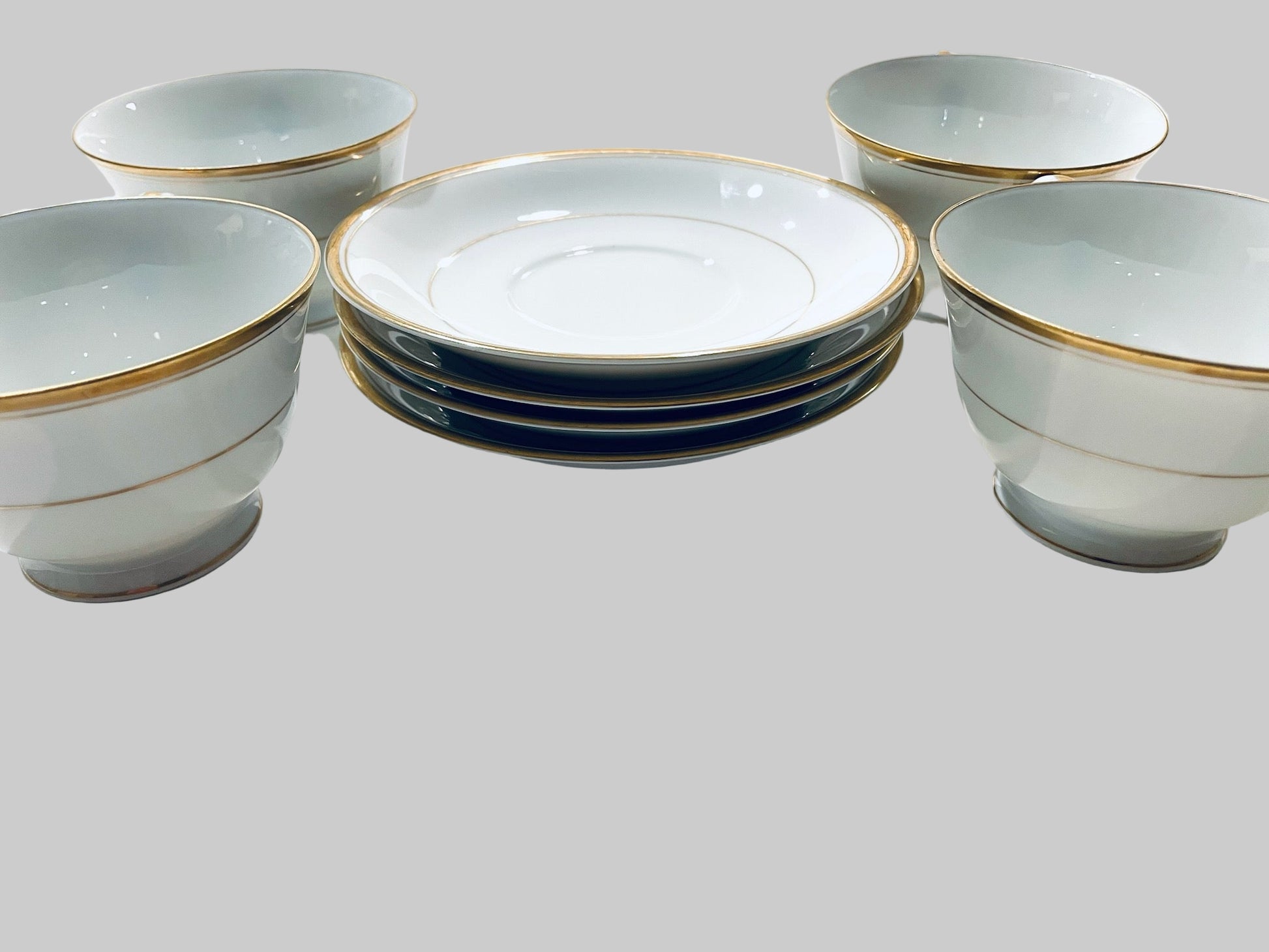 Noritake Japan Goldlane China Set Four Tea Coffee Cups With Sausers