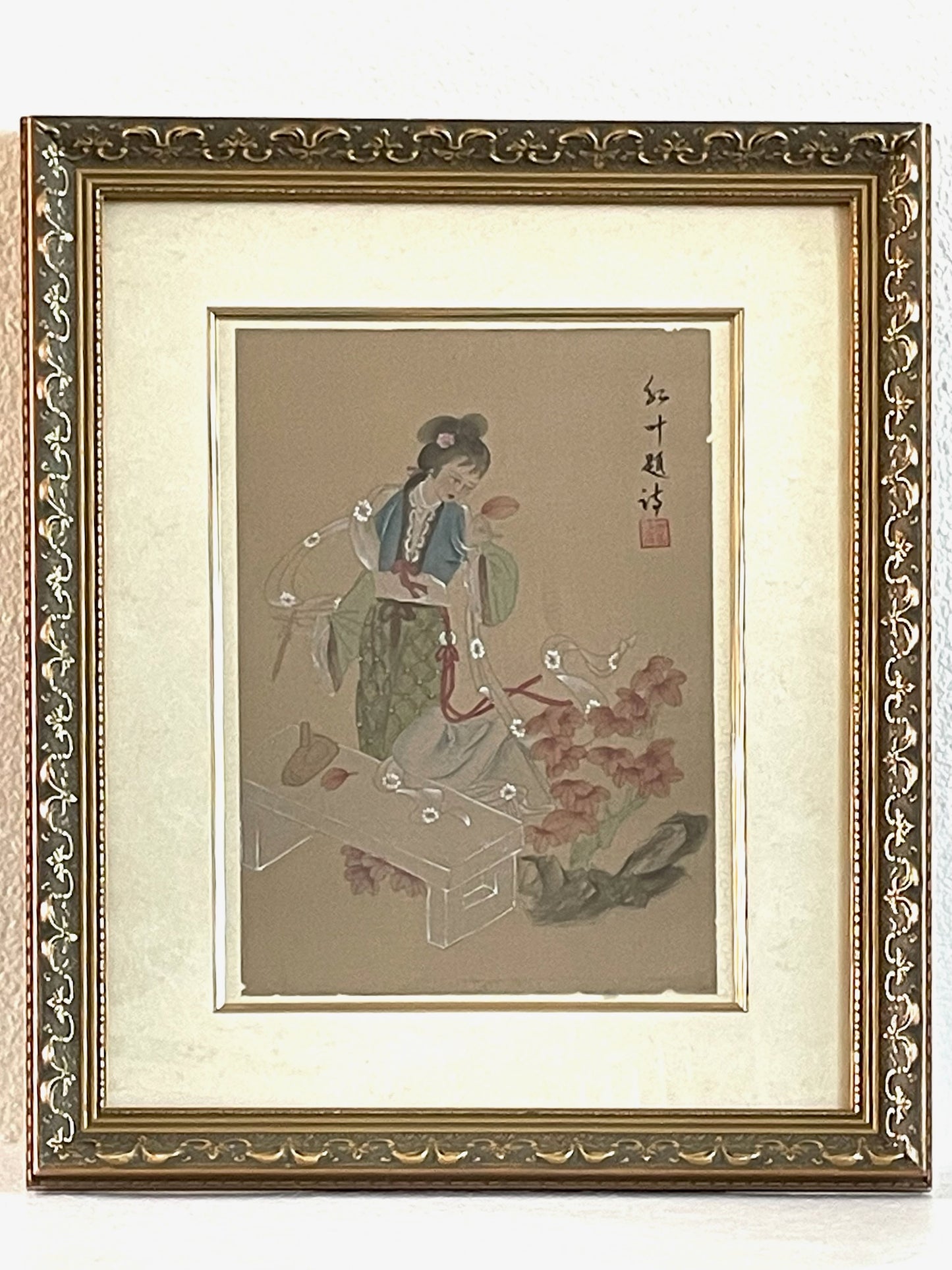 Chinese Goddes Art Dynasty Figurative Signed Painting On Silk