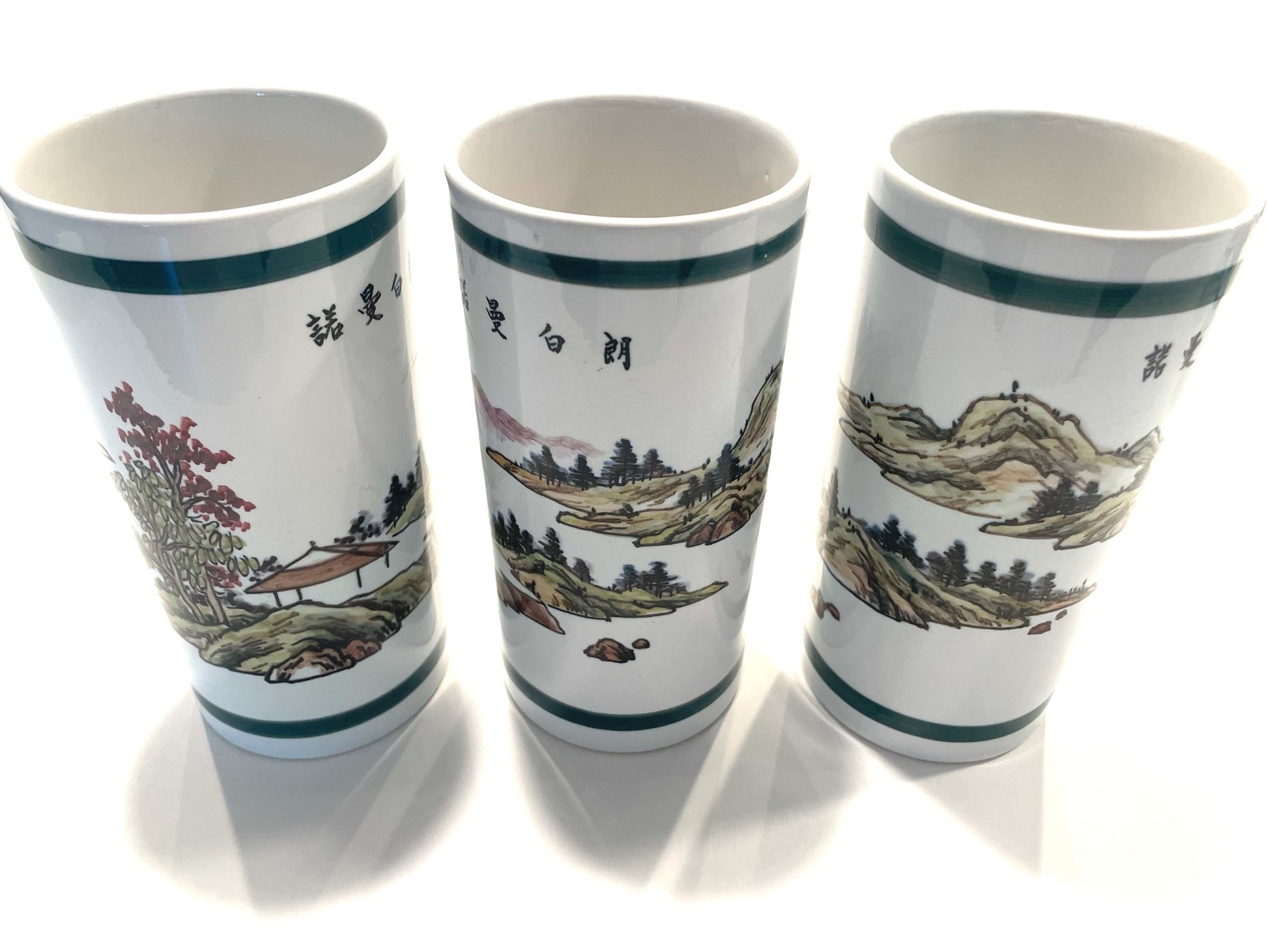 Point Blanc Taiwan Roc Five Celadon Glazed Porcelain Tumblers