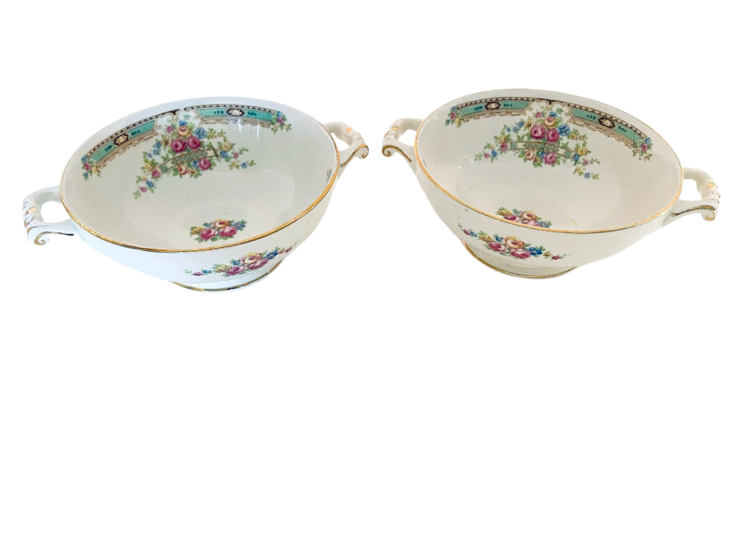 HLC Craftsman Dinnerware USA Primuline Floral Medallions Soup Bowls