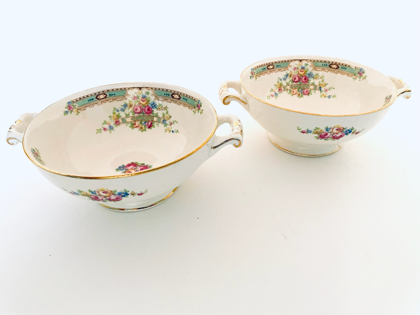HLC Craftsman Dinnerware USA Primuline Floral Medallions Soup Bowls