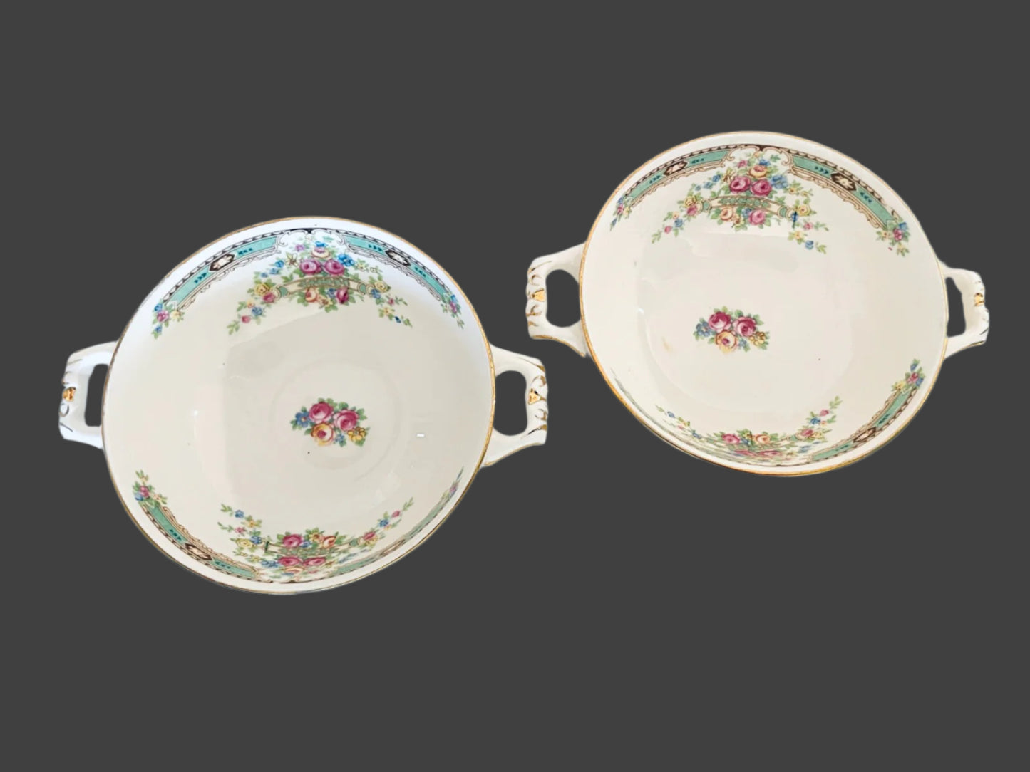 HLC Craftsman Dinnerware USA Primuline Floral Medallions Soup Bowls
