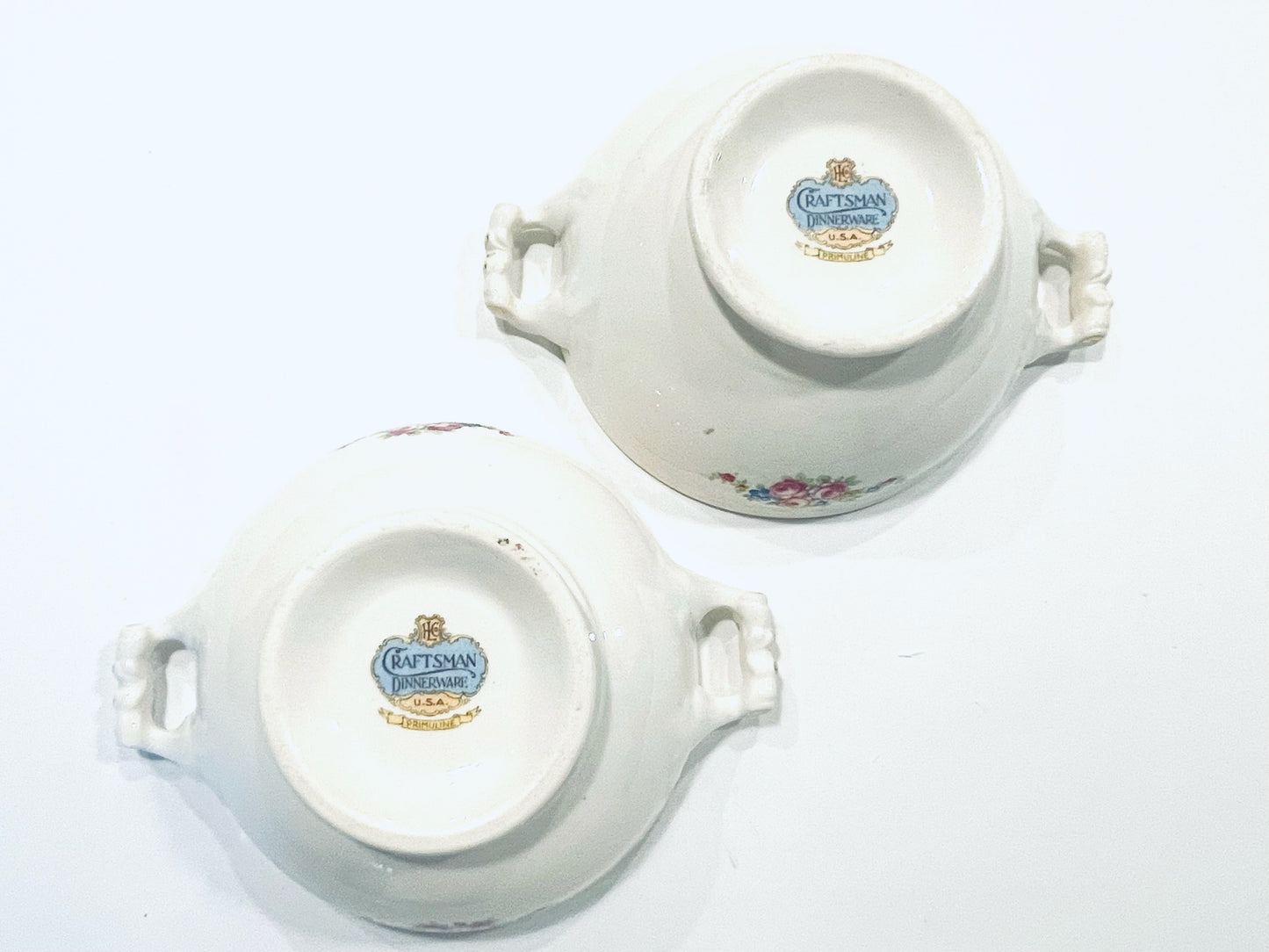 HLC Craftsman Dinnerware USA Primuline Floral Medallions Soup Bowls
