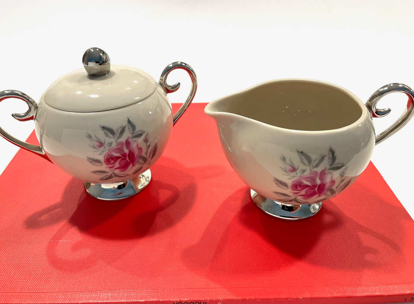 Flintridge Cream and Sugar Bowls With Roses 