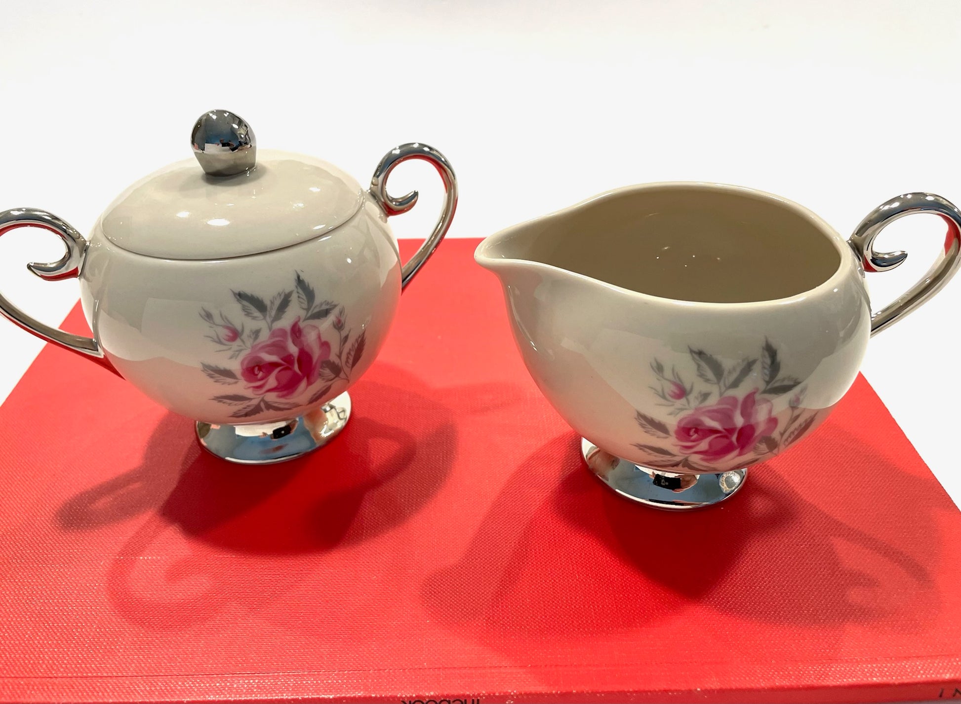 Flintridge Cream and Sugar Bowls With Roses 