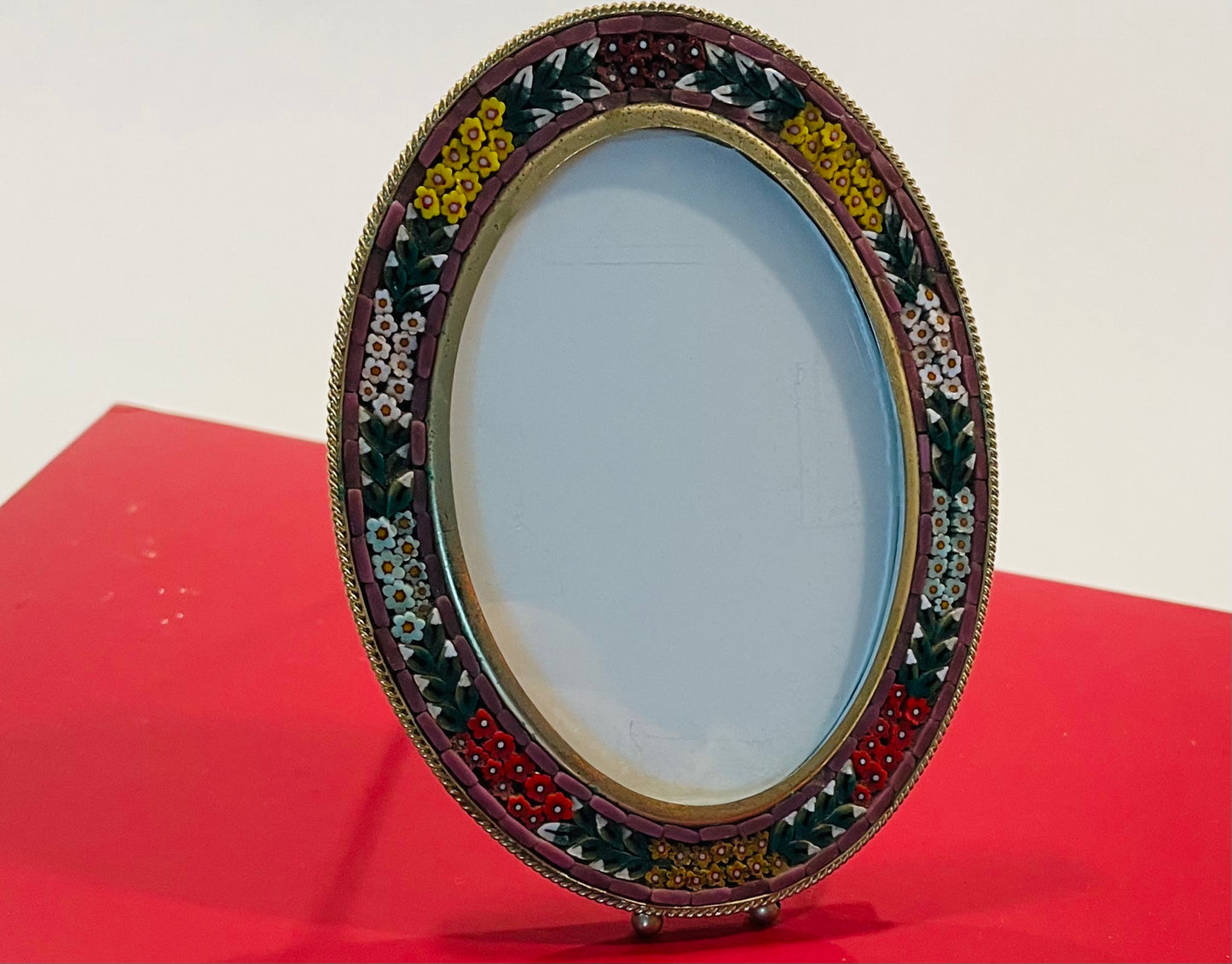 Neiman Marcus Italy Micro Mosaic Oval Mini Picture Frame