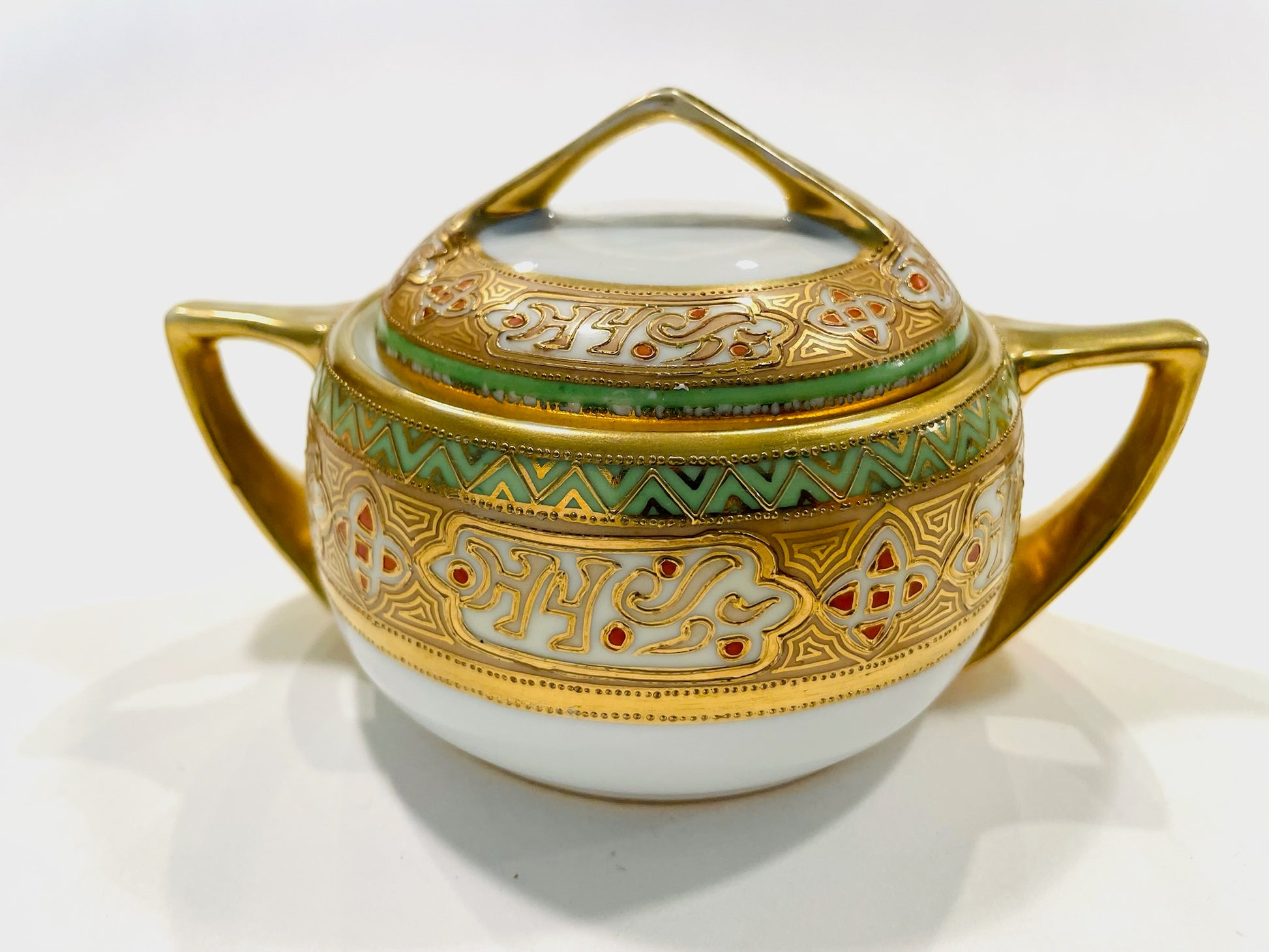 Hand Painted RC Nippon Vintage Gilded Creamer Lidded Sugar Server Set