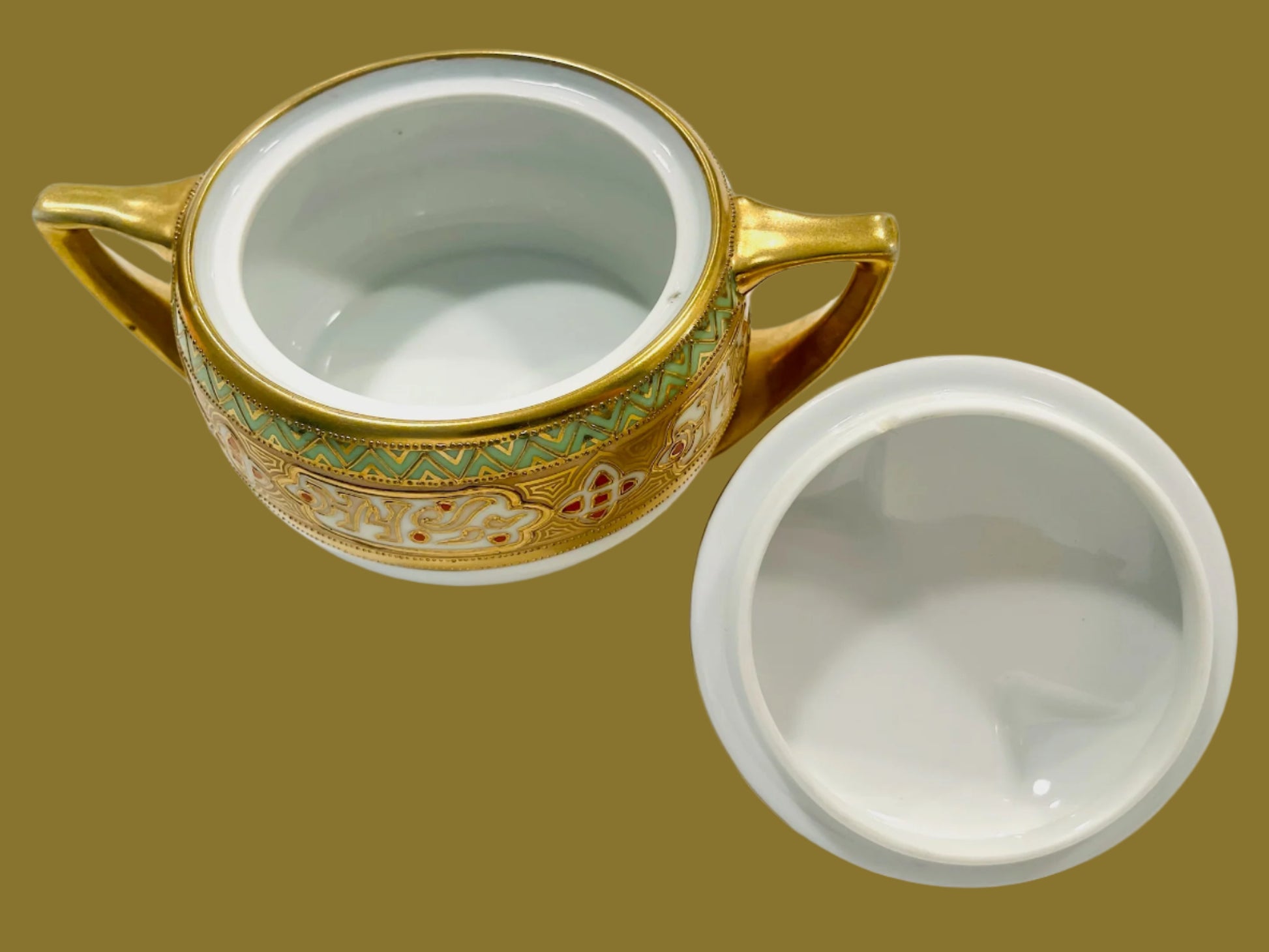 Hand Painted RC Nippon Vintage Gilded Creamer Lidded Sugar Server Set