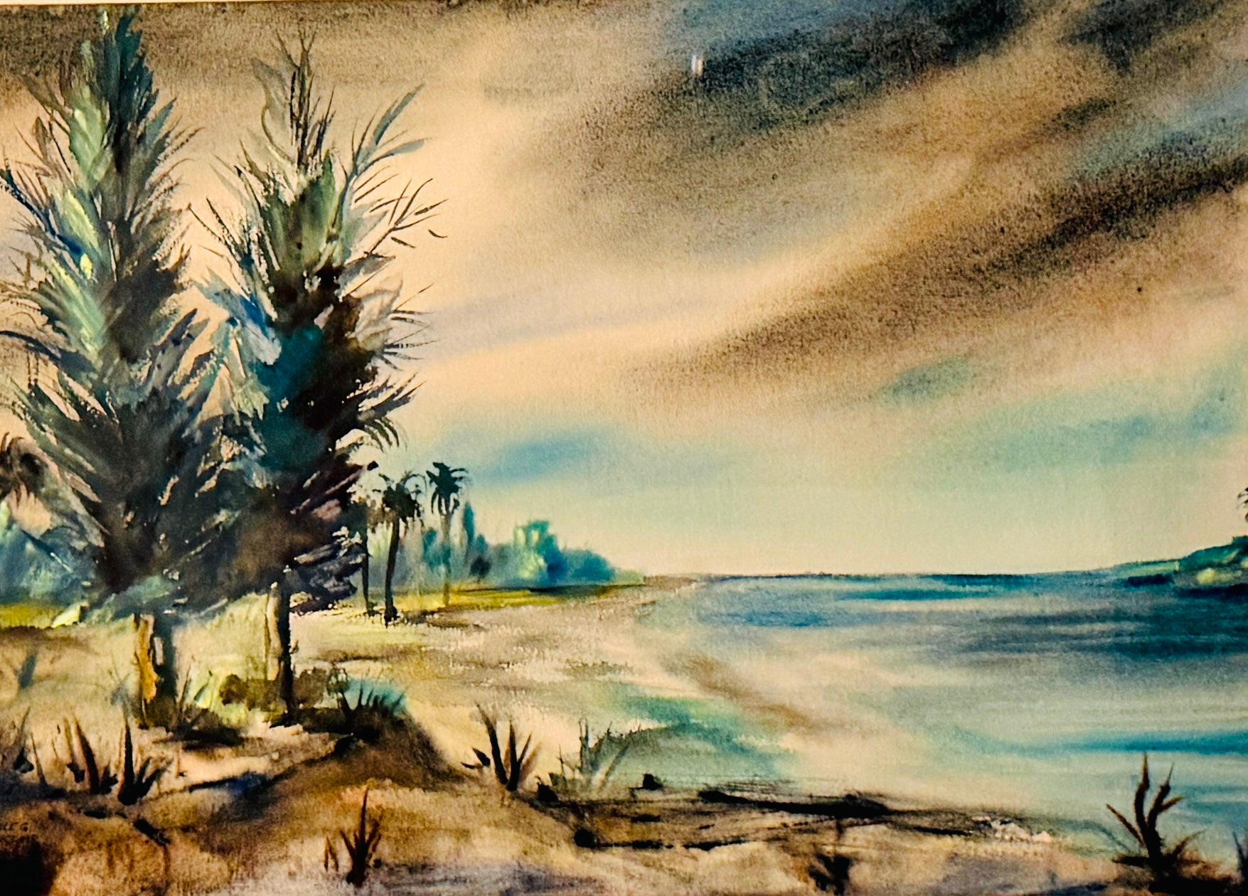 Florence Sinclair Mahdavi Impressionist Beach Scene Watercolor Painting