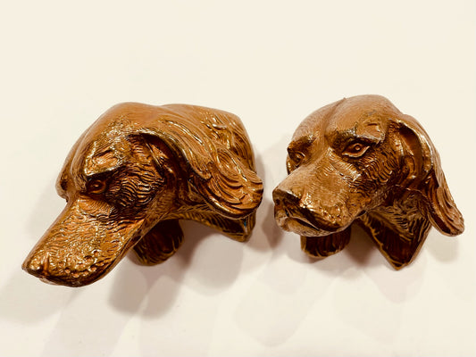 Bronze Heads Of Hunting Dogs Statues