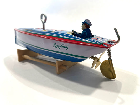 Schylling Collector Series Fireball Tin Speedboat With Original Box