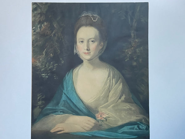 Antique French Woman Paper Portrait Gouache Ornate Original Frame