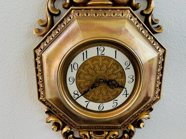 Syroco Wall Clock Rococo Style Monumental Composite Made In USA