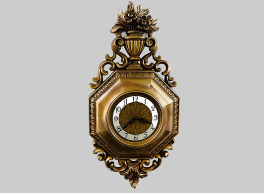 Syroco Wall Clock Rococo Style Monumental Composite Made In USA 