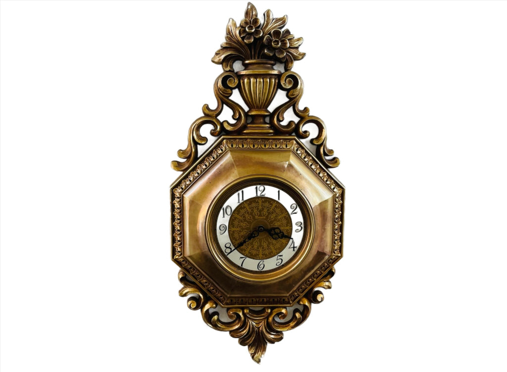 Syroco Wall Clock Rococo Style Monumental Composite Made In USA 