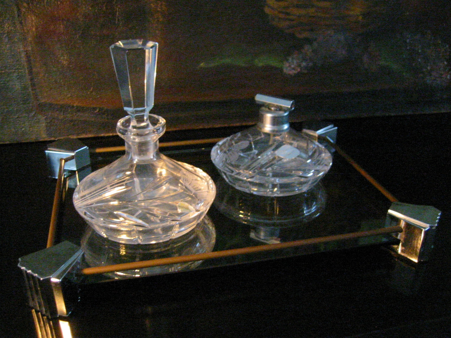 Echt Bleikristall Germany Hand Cut Perfumery Crystal Vanity Decor Duo