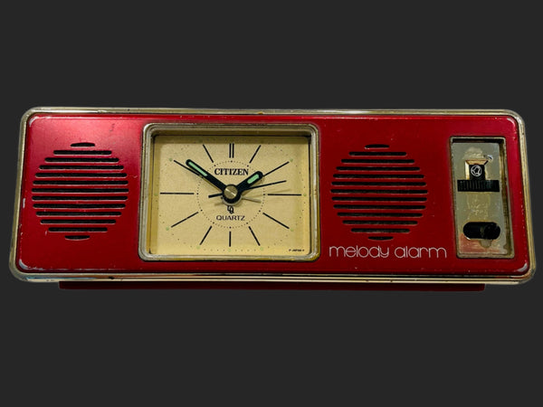 Citizen Quartz Red Lucite Melody Alarm Japan Clock